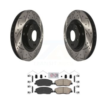 Front Coated Drilled Slotted Disc Brake Rotor And Ceramic Pad Kit For Hyundai Santa Fe XL KDA-100097
