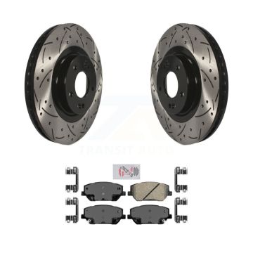 Front Coated Drilled Slot Disc Brake Rotor Ceramic Pad Kit For 2019-2020 Hyundai Santa Fe KDA-100098