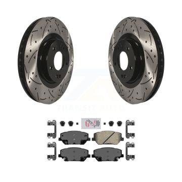 Front Coated Drilled Slot Disc Brake Rotor Ceramic Pad Kit For 2019-2020 Hyundai Santa Fe KDA-100099