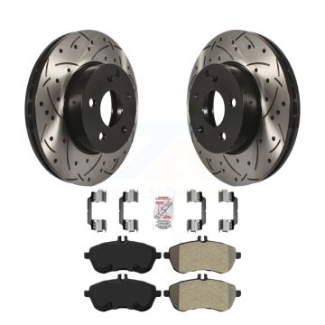 Front Drill Slot Disc Brake Rotors Semi-Metallic Pad Kit For Mercedes-Benz C300 C250 C230 KDA-100119