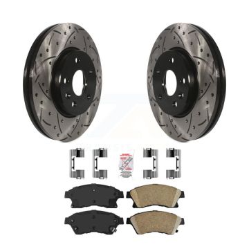 Front Coat Drill Slot Disc Brake Rotors Ceramic Pad Kit For Chevrolet Cruze Sonic Limited KDA-100123