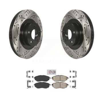 Front Drill Slot Disc Brake Rotors Ceramic Pad Kit For 2009 Subaru Legacy 3.0 R with 3.0L KDA-100142