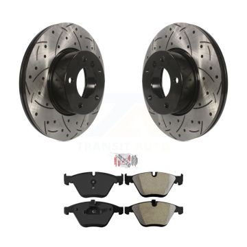 Front Coat Drill Slot Disc Brake Rotor Semi-Metallic Pad Kit For BMW 328i xDrive X1 328xi KDA-100150