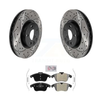 Front Drill Slot Brake Rotor Semi-Metallic Pad Kit For Volvo Land Rover Range Evoque XC70 KDA-100152