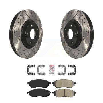 Front Drill Slot Brake Rotor Semi-Metallic Pad Kit For INFINITI Nissan Murano G37 G35 M35 KDA-100154