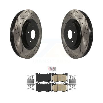 Front Drilled Slot Brake Rotor Ceramic Pad Kit For INFINITI Q50 G37 Nissan 370Z Q60 M37 Z KDA-100155