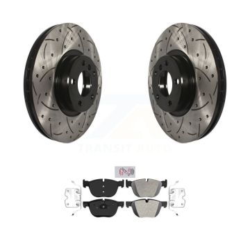 Front Coated Drilled Slotted Disc Brake Rotors And Semi-Metallic Pads Kit For BMW X5 X6 KDA-100171