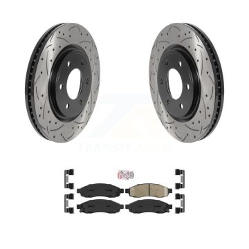 Front Coated Drill Slot Disc Brake Rotor Ceramic Pad Kit For 2007 Nissan TITAN From 04 07 KDA-100203