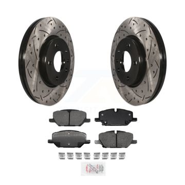 Front Drilled Slot Brake Rotors Ceramic Pad Kit For 22-23 GMC Terrain w 321mm Rotor KDA-100208