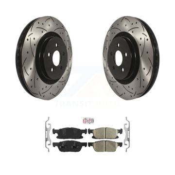 Front Coat Drill Slot Disc Brake Rotor Ceramic Pad Kit For Ford Edge Lincoln Nautilus MKX KDA-100209