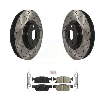 Front Coated Drilled Slotted Disc Brake Rotors And Ceramic Pads Kit For Ford Edge KDA-100214