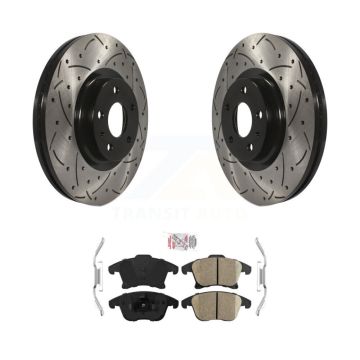 Front Coated Drilled Slotted Disc Brake Rotor Ceramic Pad Kit For Ford Fusion Lincoln MKZ KDA-100223