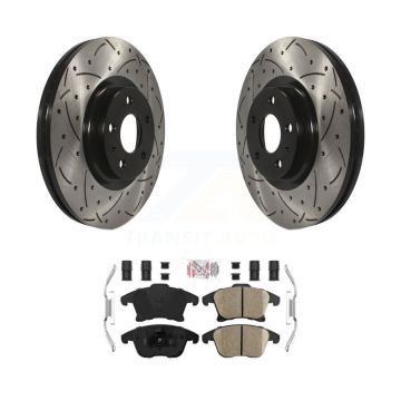 Front Coated Drilled Slotted Disc Brake Rotor Ceramic Pad Kit For Ford Fusion Lincoln MKZ KDA-100224
