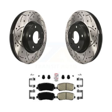 Front Coated Drilled Slotted Disc Brake Rotors & Ceramic Pad Kit For 2013-2015 Mazda CX-5 KDA-100231