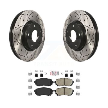 Front Coated Drilled Slotted Disc Brake Rotors And Ceramic Pads Kit For Mazda 6 KDA-100232