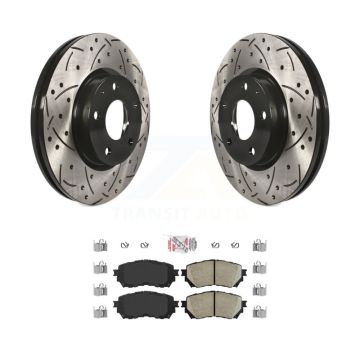 Front Coated Drilled Slotted Disc Brake Rotors And Ceramic Pads Kit For Mazda 6 KDA-100233