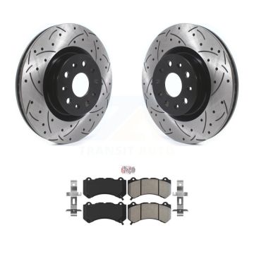 Front Coated Drilled Slotted Disc Brake Rotors And Semi-Metallic Pad Kit For Cadillac CTS KDA-100244