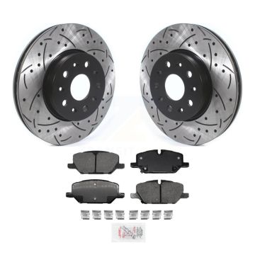 Front Coated Drilled Slotted Disc Brake Rotors And Ceramic Pads Kit For Chevrolet Camaro KDA-100251