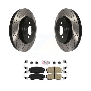 Front Drilled Slot Brake Rotors Ceramic Pad Kit For 2015-2018 Dodge Charger RWD with 3.6L KDA-100256