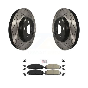 Front Drill Slot Brake Rotor Ceramic Pad Kit For 2019 Dodge Charger Without Brembo Brakes KDA-100258
