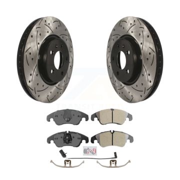 Front Drilled Slot Brake Rotor Semi-Metallic Pad Kit For Audi A4 Quattro Q5 A5 allroad A7 KDA-100269