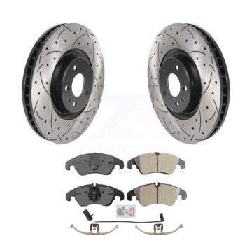 Front Coated Drilled Slotted Disc Brake Rotors And Semi-Metallic Pads Kit For Audi A6 KDA-100271