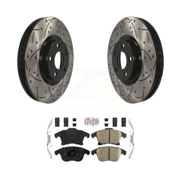 Front Drill Slot Brake Rotor Ceramic Pad Kit For Ford Police Responder Hybrid SSV Plug-In KDA-100275