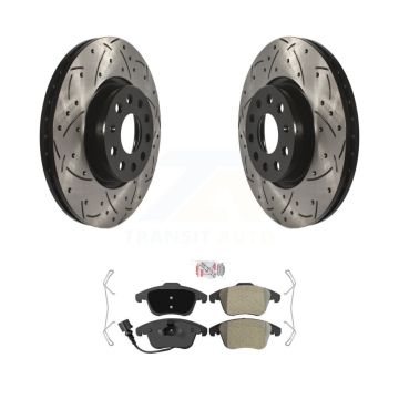 Front Drilled Slot Brake Rotor Semi-Metallic Pad Kit For Volkswagen Tiguan Passat Audi Q3 KDA-100277