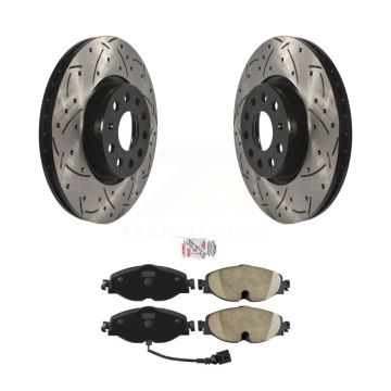 Front Drilled Slot Brake Rotor Ceramic Pad Kit For Volkswagen Golf Taos Audi GTI Jetta A3 KDA-100278