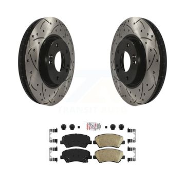 Front Drill Slot Brake Rotors Ceramic Pad Kit For 14 Kia Forte SX With 15" Factory Wheels KDA-100287