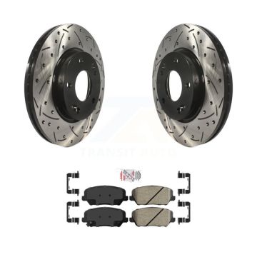 Front Drill Slot Brake Rotors Ceramic Pad Kit For Kia Forte LX Without 15" Factory Wheels KDA-100290