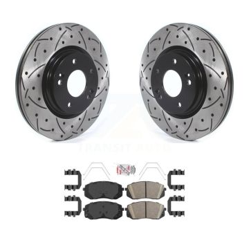 Front Drill Slot Brake Rotor Ceramic Pad Kit For Hyundai Kona Kia Seltos Forte Elantra GT KDA-100296