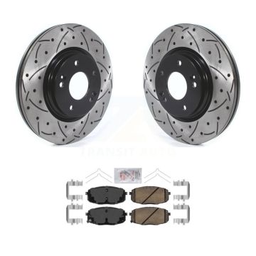 Front Coated Drilled Slotted Disc Brake Rotor And Ceramic Pad Kit For 2020 Kia Forte 1.6L KDA-100297