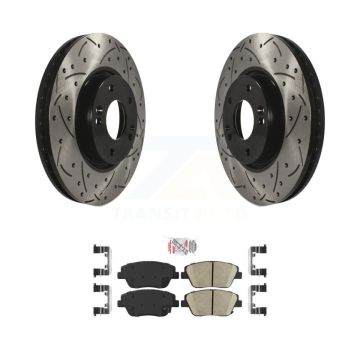 Front Coated Drilled Slot Disc Brake Rotors Ceramic Pad Kit For Hyundai Sonata Kia Optima KDA-100312
