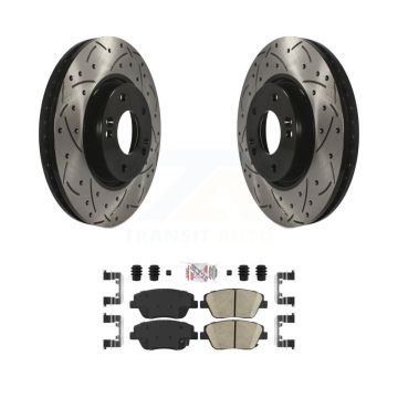 Front Coated Drilled Slot Disc Brake Rotors Ceramic Pad Kit For Hyundai Sonata Kia Optima KDA-100314