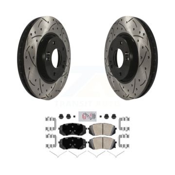 Front Coated Drilled Slotted Disc Brake Rotors And Ceramic Pads Kit For Hyundai Sonata KDA-100316