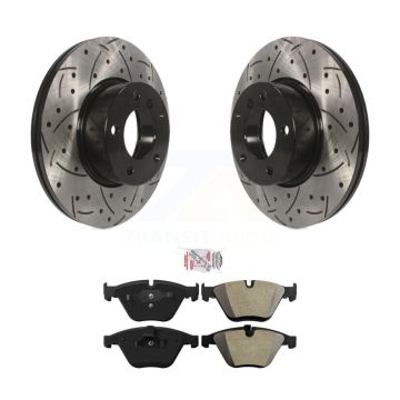 Front Coat Drill Slot Disc Brake Rotor Semi-Metallic Pad Kit For BMW 328i xDrive X1 328xi KDA-100327