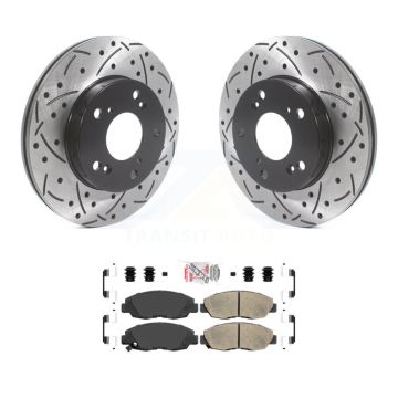 Front Coated Drilled Slotted Disc Brake Rotors And Ceramic Pads Kit For Honda Civic KDA-100337
