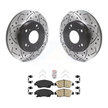 Front Coated Drilled Slotted Disc Brake Rotors And Ceramic Pads Kit For Honda Civic KDA-100338