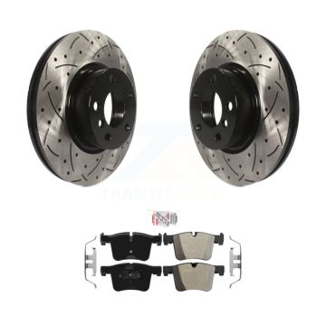 Front Coated Drilled Slotted Disc Brake Rotors And Semi-Metallic Pads Kit For BMW X3 X4 KDA-100352