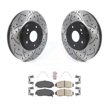 Front Coated Drill Slot Disc Brake Rotor Ceramic Pad Kit For Honda Accord Acura TSX TL CL KDA-100354