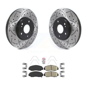 Front Coated Drilled Slotted Disc Brake Rotors And Ceramic Pads Kit For Honda Accord KDA-100360