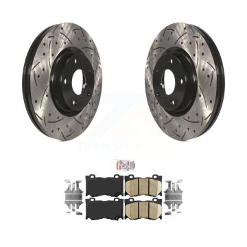 Front Drilled Slot Brake Rotors Ceramic Pad Kit For 09-13 INFINITI G37 With Brembo Brakes KDA-100363