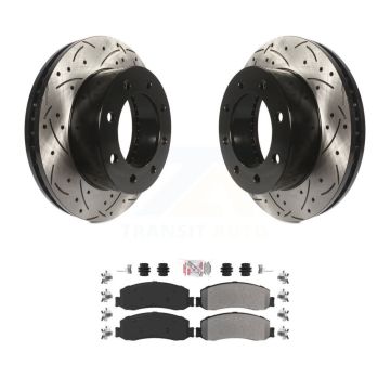 Front Drilled Slot Brake Rotors Semi-Metallic Pad Kit For Ford F-250 Super Duty F-350 4WD KDA-100371