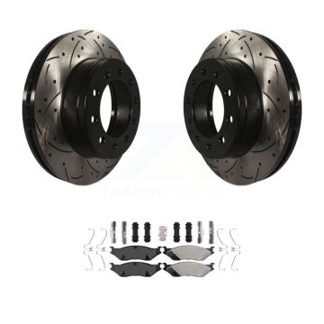 Front Drill Slot Brake Rotors Semi-Metallic Pad Kit For Ford F-450 Super Duty F-550 CF500 KDA-100374