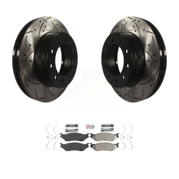 Front Drill Slot Brake Rotors Semi-Metallic Pad Kit For Ford F-450 Super Duty F-550 CF500 KDA-100375
