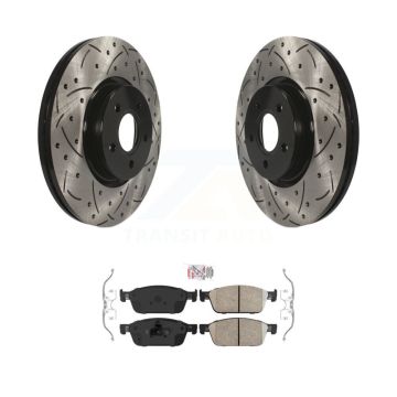 Front Drill Slot Brake Rotors Ceramic Pad Kit For Ford Focus ST With 320mm Diameter Rotor KDA-100381