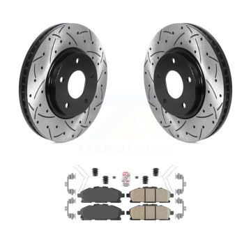 Front Coated Drilled Slotted Disc Brake Rotors Ceramic Pad Kit For 2011-2017 Nissan Quest KDA-100386