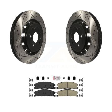 Front Drill Slot Brake Rotor Ceramic Pad Kit For Ford Explorer Flex Taurus Police Utility KDA-100395