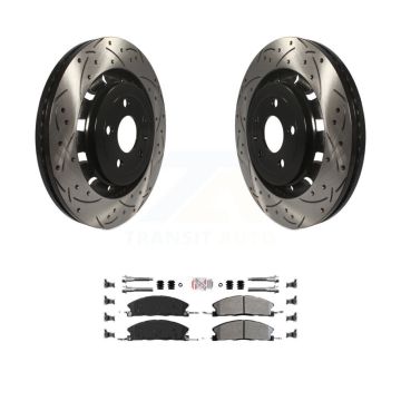Front Drilled Slot Brake Rotor Semi-Metallic Pad Kit For Ford Explorer Flex Taurus Police KDA-100398